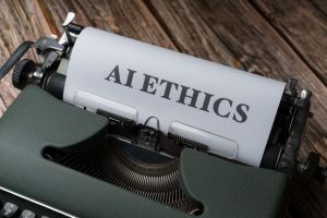 Australia's AI Gold Rush: Retro typewriter on AI ethics, tech, opportunities.