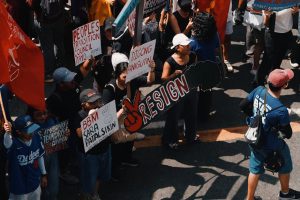 Australian CGT reform protest: People rally for political change in urban setting.