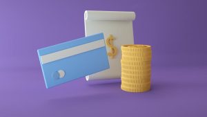 Australian Centrelink payments cancelled? 3D finance graphic with credit card, coins.