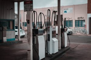 Australian gas policy: Empty Collingwood gas station, graffiti. Economic impact of gas policy Australia.