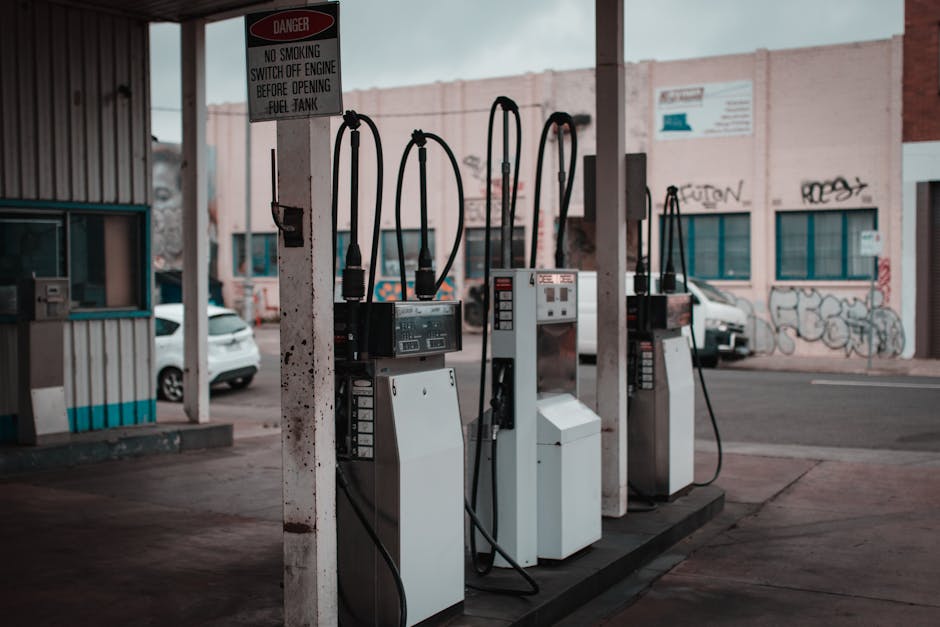 Australian gas policy: Empty Collingwood gas station, graffiti. Economic impact of gas policy Australia.