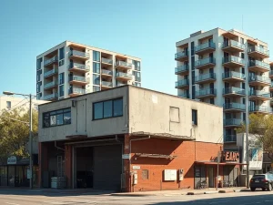 Sydney housing crisis: car yards & churches repurposed for new property developments.